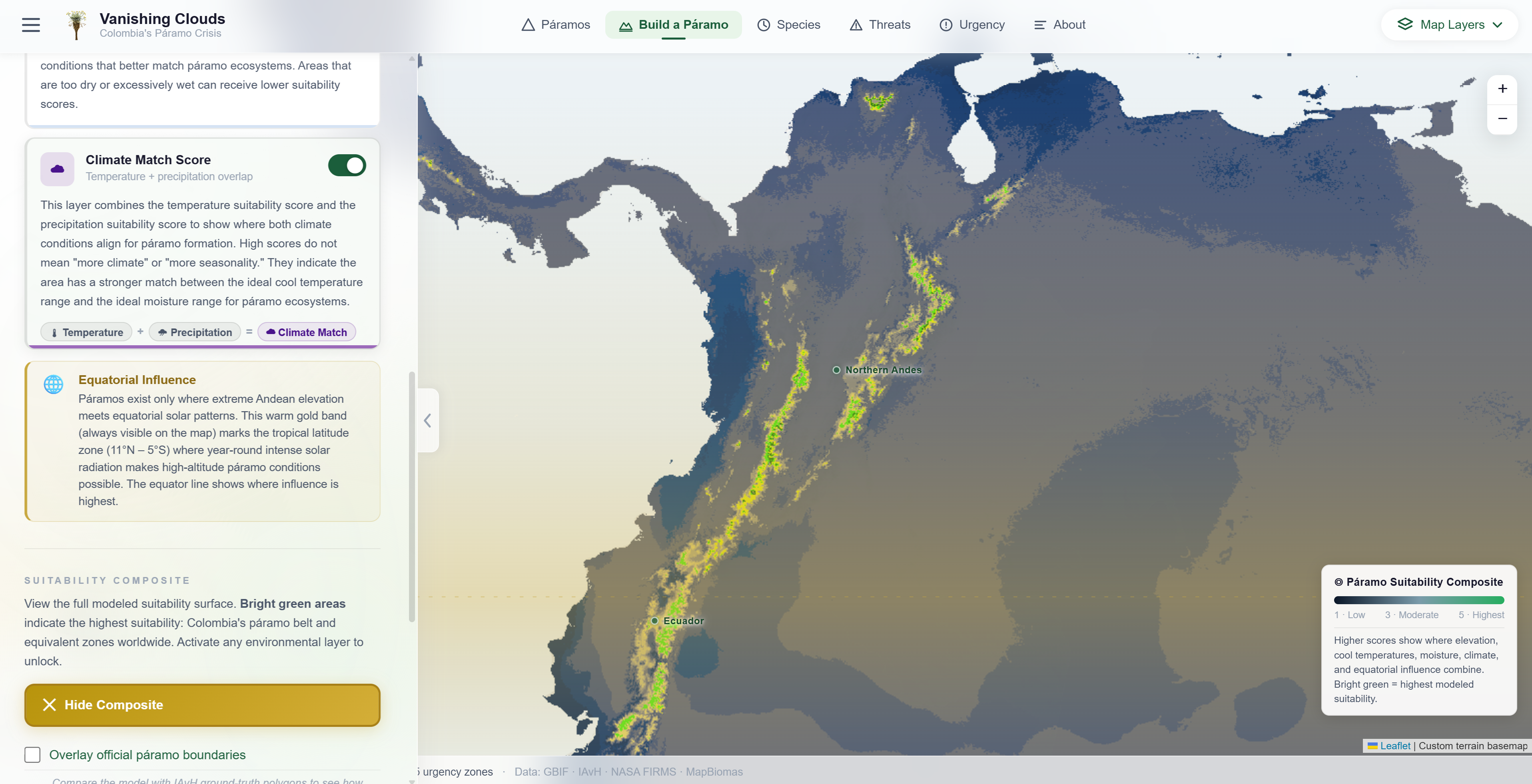 Build a Páramo — global suitability composite layer